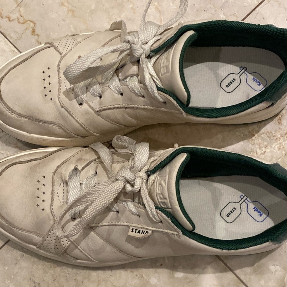 Staud x keds white and green court shoe 8.5